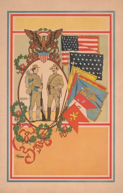 Spanish American Soldiers And Flags 2