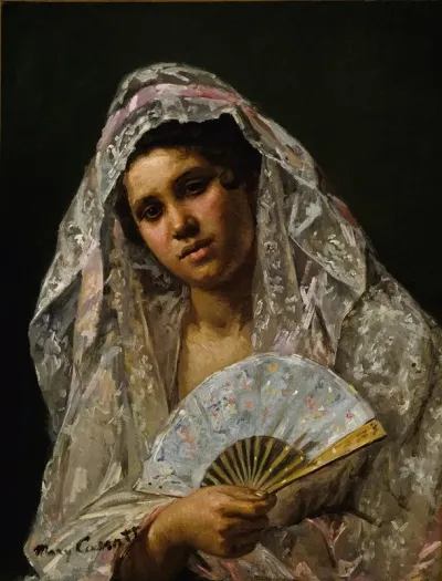 Spanish Dancer Wearing A Lace Mantilla