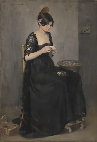 Spanish Girl Making Cigarettes