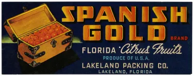 Spanish Gold Brand Florida Citrus Fruit Label