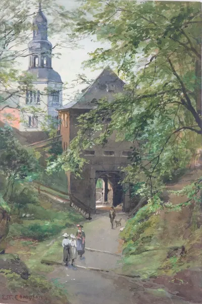 Spazierganger Am Monchsberg Mit Blick Auf Die Mullner Kirche