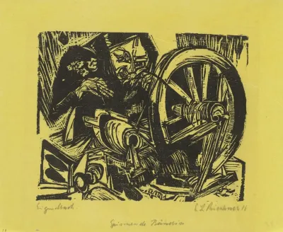 Spinnende Bauerin