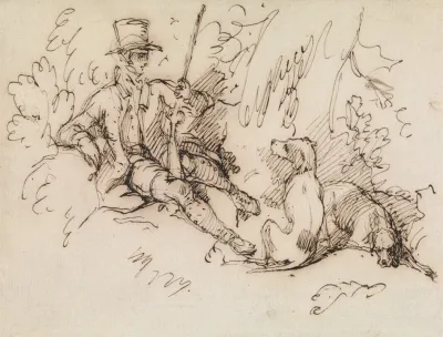 Sportsman And Two Dogs