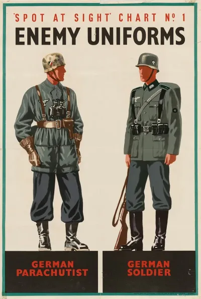 Spot At Sight Chart No 1 Enemy Uniforms German Parachutist German Soldier
