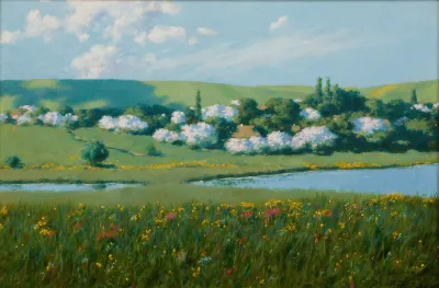 Spring Landscape With A Pond