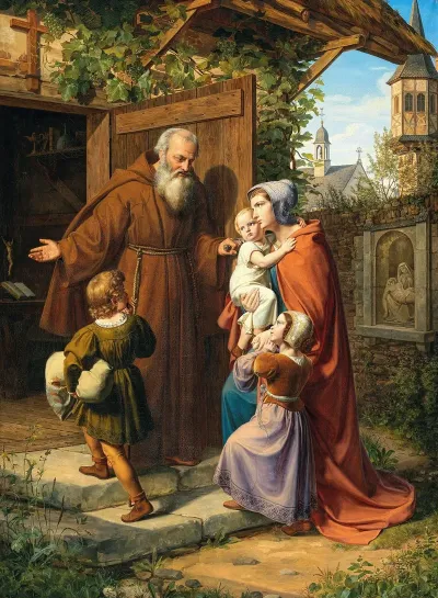 St Elisabeth Landgravine Of Thuringia Fleeing From The Wartburg Finds Refuge With A Hermit