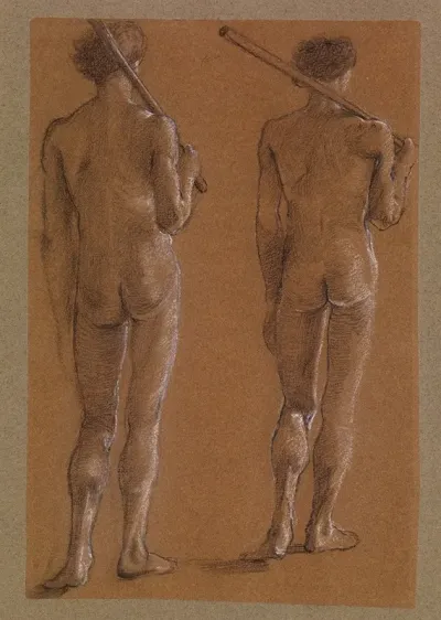 St George Series Male Nude Studies Of Two Soldiers For The Princess Led To The Dragon