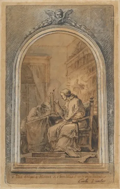 St Gregory Dictating His Homilies To A Secretary