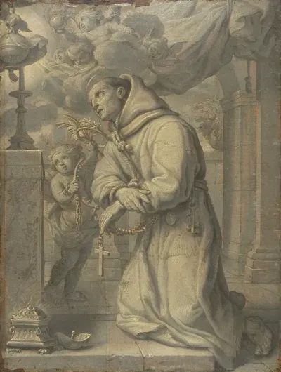 St Paschal Baylon Adoring The Blessed Sacrament