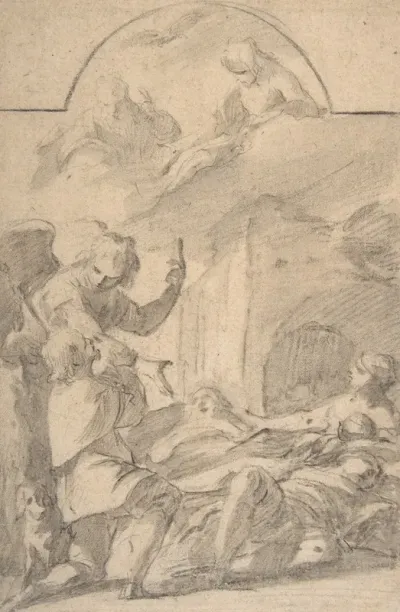 St Roch Interceding Before The Holy Trinity For Plague Victims