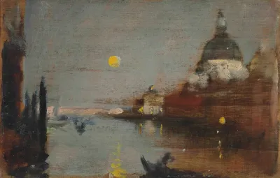 Sta Maria Della Salute From The Grand Canal With A Full Moon Venice