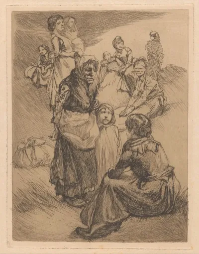 Staande En Zittende Vrouwen En Meisjes