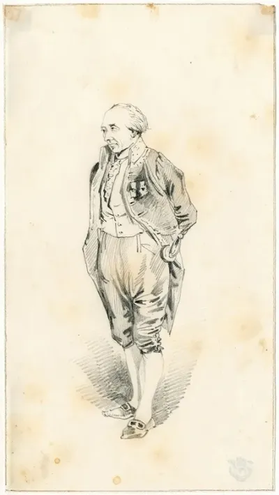 Staande Man In Frans Kostuum Van Lennep