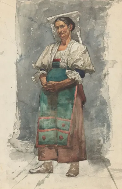 Staande Vrouw In Klederdracht