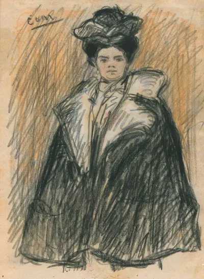 Staande Vrouw Met Winterjas En Hoed Portret