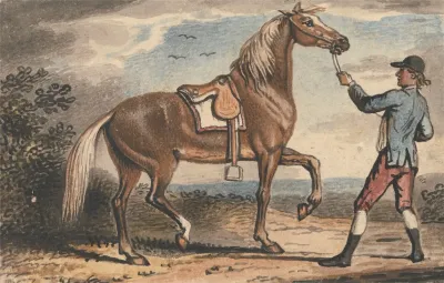 Stable Boy Holding A Horse In A Landscape