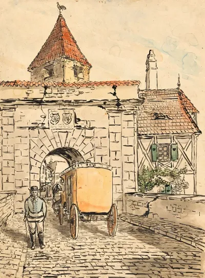 Stadttor Mit Kutsche Schulerarbeit