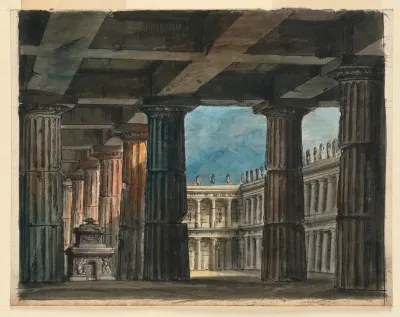Stage Design Classical Loggia And Courtyard
