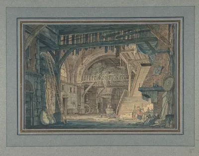 Stage Set Design Of An Ancient Roman Ruin Being Converted Into A Barn