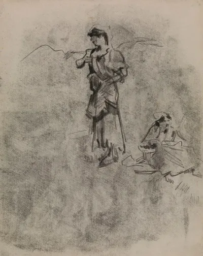 Standing An Sitting Gypsy Woman