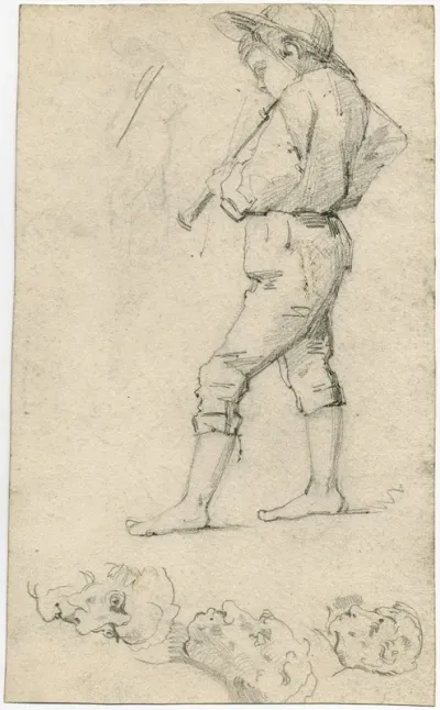 Standing Boy With An Oboe Three Heads