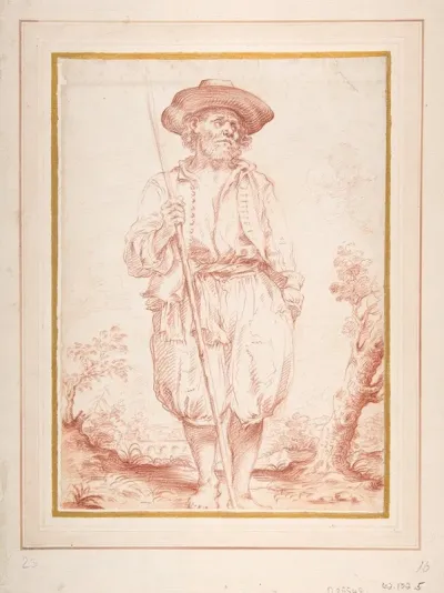 Standing Countryman Holding A Staff