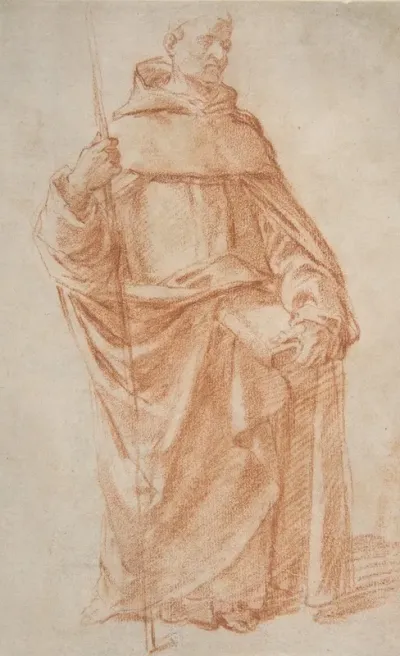 Standing Dominican Or Servite Holding A Book And Staff