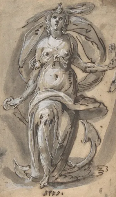 Standing Female Figure With An Anchor Spes