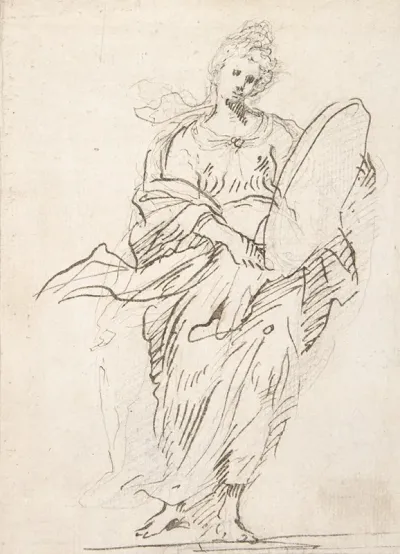 Standing Female Figure With Large Medallion