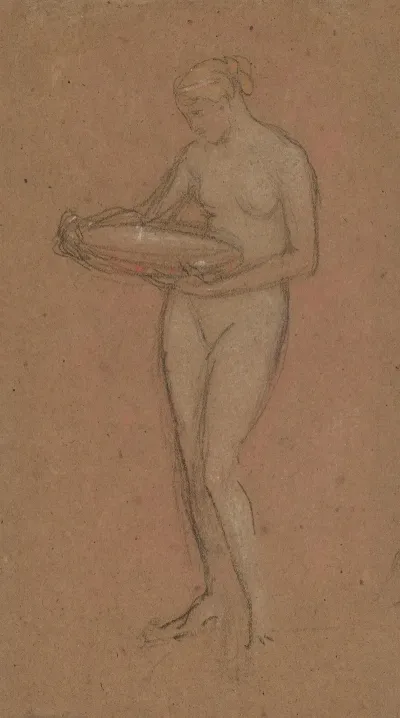 Standing Female Nude Holding A Bowl Recto