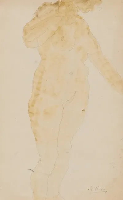 Standing Female Nude Left Arm Extended