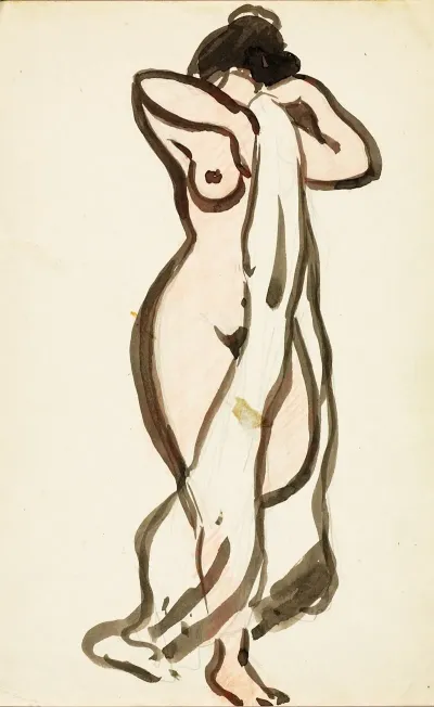 Standing Female Nude With Drape 2