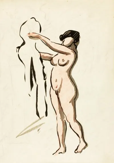 Standing Female Nude With Drape 3