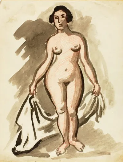 Standing Female Nude With Drape 4