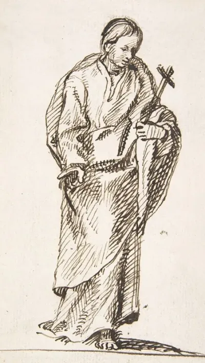 Standing Figure Holding Cross
