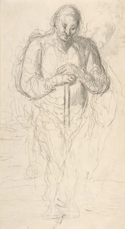 Standing Figure Of A Man With A Staff