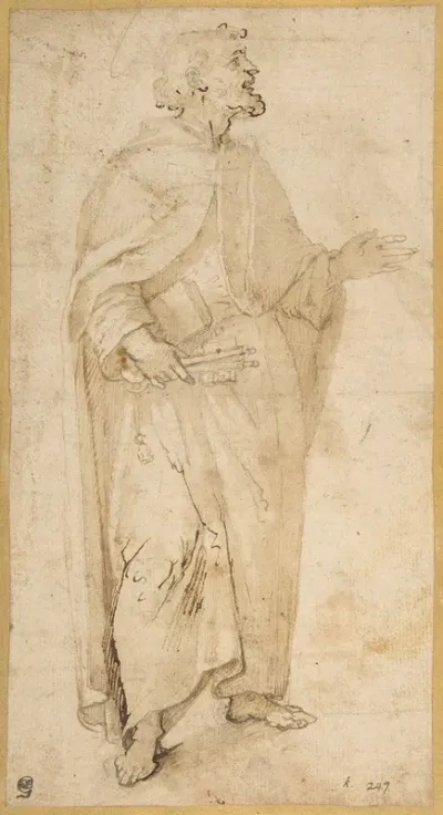 Standing Figure Of Saint Peter Holding Book And Keys