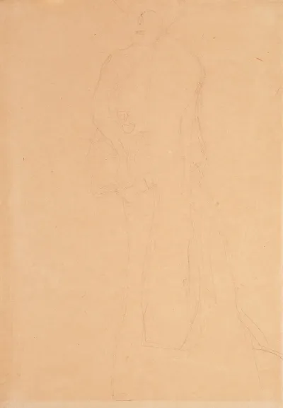 Standing Figure To The Left The Boa Overlaps The Left Forearm