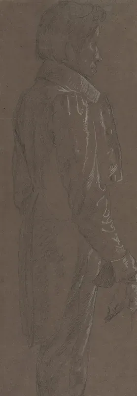 Standing Gentleman Three Quarter Length Profile Facing Right