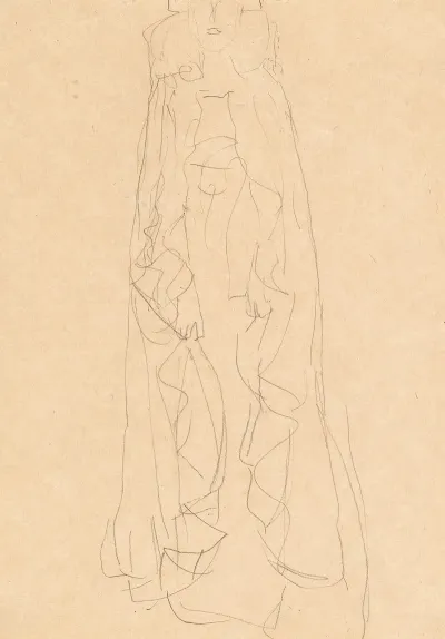 Standing Lady With Cape From The Front Study For The Portrait Of Adele Bloch Bauer