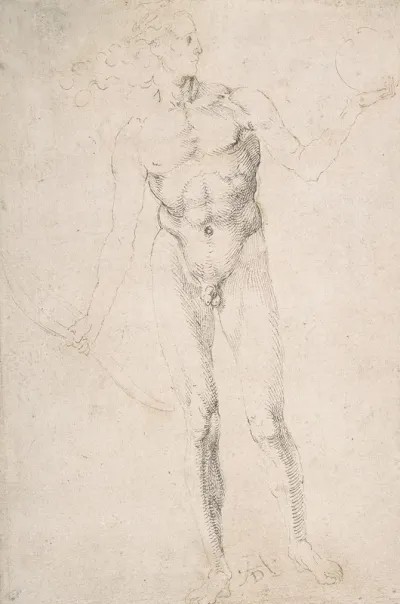 Standing Male Nude Holding A Bow Poynter Apollo