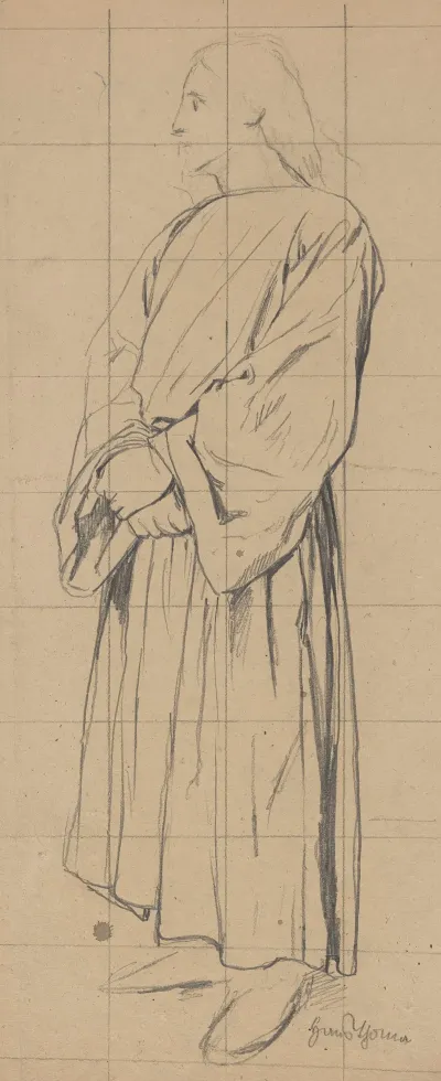 Standing Man In A Long Robe With His Hands Folded One On The Other