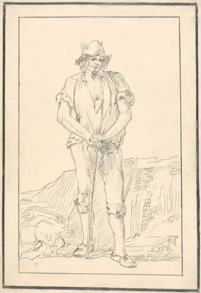 Standing Man With A Staff