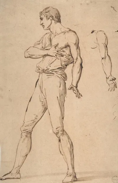Standing Man With His Right Hand On His Chest