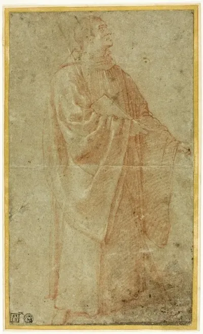 Standing Monk Holding A Book And Staff