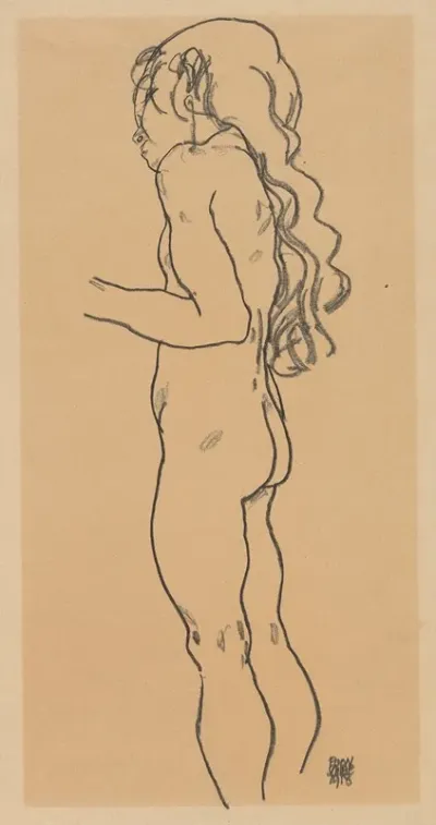 Standing Nude Girl Facing Left