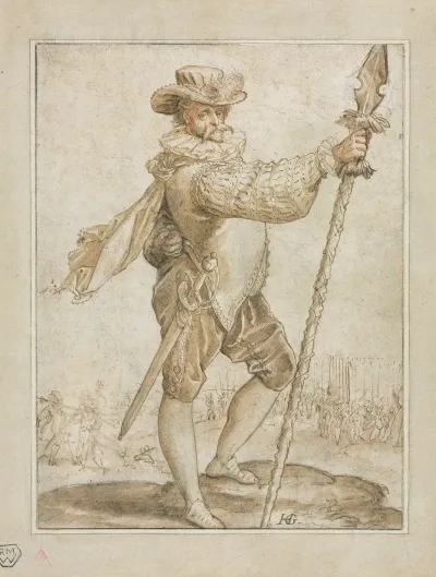 Standing Officer Holding A Boars Spear 2