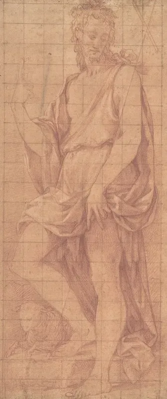 Standing Saint John The Baptist With The Lamb