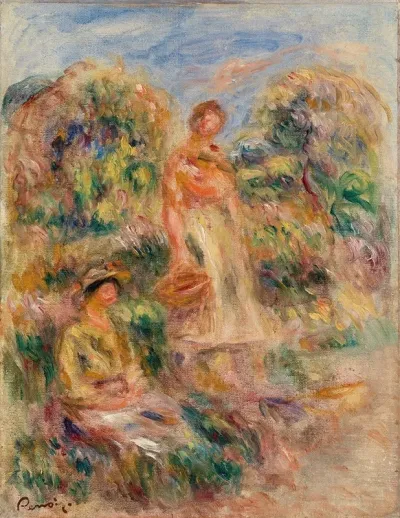 Standing Woman And Seated Woman In A Landscape Une Femme Debout Et Une Femme Assise Dans Un Paysage
