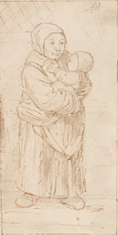 Standing Woman Cradling A Child
